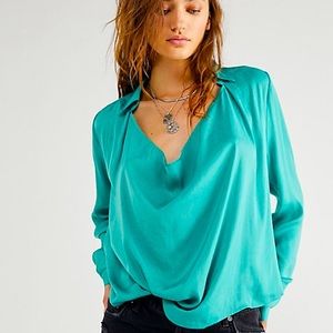Free People Shine Bright Cowl Top/Vert De Mer